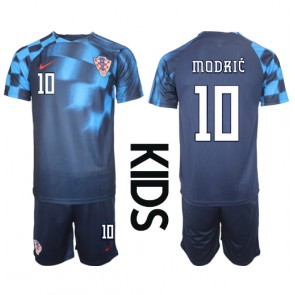 Hrvatska Luka Modric #10 Gostujuci Dres za Dječji SP 2022 Kratak Rukavima (+ kratke hlače)